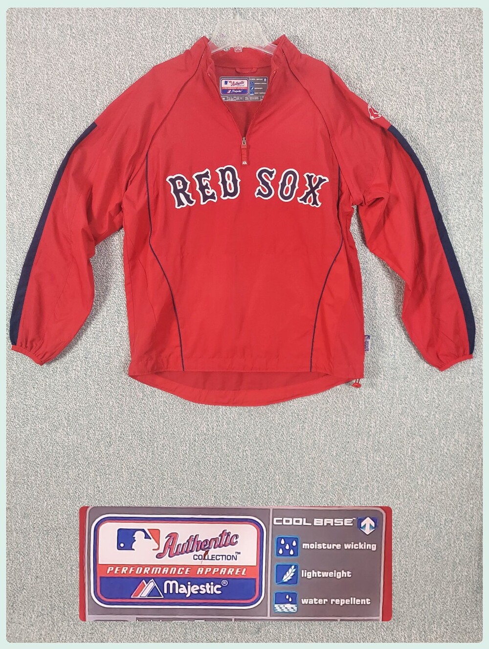 Majestic Boston Red Sox Convertible Batting Jacket, Zip-Off Sleeve, Cool Base
